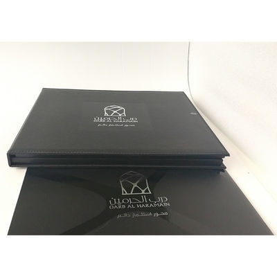 Video In Folder PU 10.1 inch video brochure promotional LCD screen lcd video book with leather cover for business invite