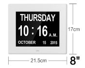 8 Inch Video Brochure Card LED Digital Desk Electronic Perpetual Calendar Alarm Day Clock White Color/UL Adapter/Extra l