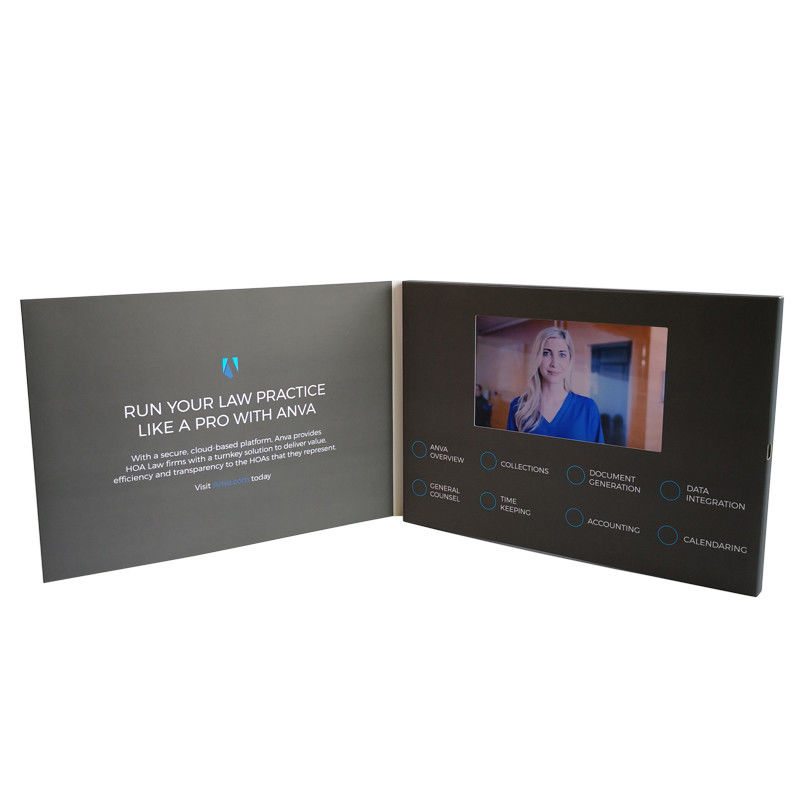 Full Color Printing Video Book 5 Inch Customized Buttons With 1-8 G Memory