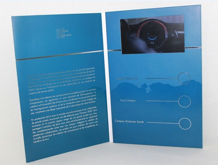 5&quot; silver printing Video Brochure Card , fair display lcd video business cards
