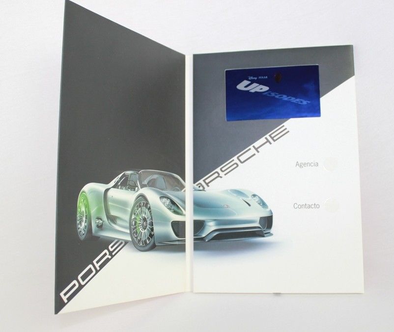 Promotional Video In Print Brochure with LCD sound modules , rechargeable battery