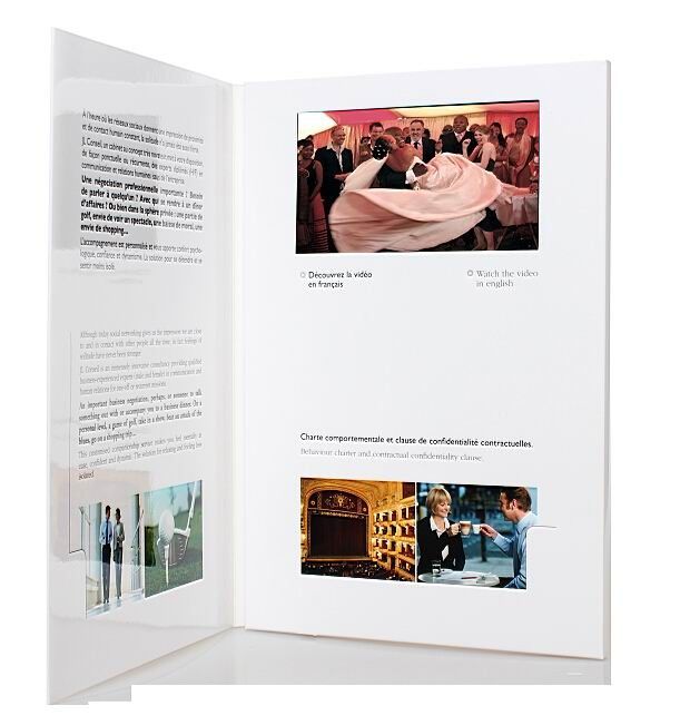 fastivel / business gift lcd video brochure card with USB cable , Flip book - video